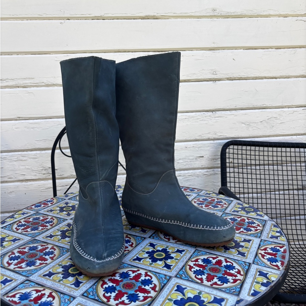 Blue Suede calf-High Boots